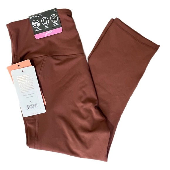 NWT Gottex Peach Skin Collection Pocket Capri Leggings, Size Large, Camel - Picture 1 of 5